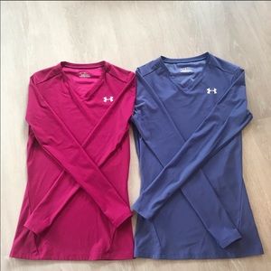 Bundle of 2 UA Heat gear V-neck  long sleeve tops